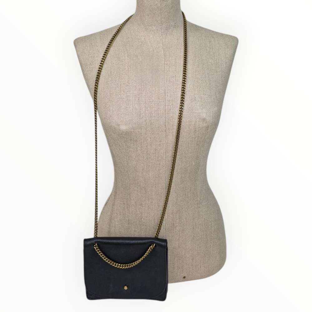 Madewell Small Purse Black Leather Chain Crossbody Bag Brass Hardware